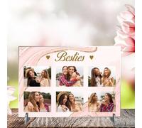 Personalised Printed Photo Plaque on Stand - Custom Gift for Besties - Available in 4 Designs, 3mm MDF and Acrylic Gifts For Best Friends (Rose Gold Marble, Acrylic A4 30cm x 21cm)