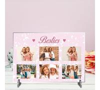 Personalised Printed Photo Plaque on Stand - Custom Gift for Besties - Available in 4 Designs, 3mm MDF and Acrylic Gifts For Best Friends (Pink & White, Acrylic A5 21cm x 15cm)