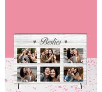 Personalised Printed Photo Plaque on Stand - Custom Gift for Besties - Available in 4 Designs, 3mm MDF and Acrylic Gifts For Best Friends (Grey, Mdf Wood A4 30cm x 21cm)