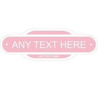 Personalised Printed Railway Style Sign Garden Street Man Cave Bedroom Kitchen Plaque Selection of Sizes & Colours (UV PRINTED) (Peach Pink, Large 500 x 165mm)