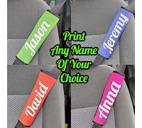 Personalised Printed Seat Belt Cover Printed With Any Name - Blue