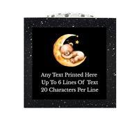 Personalised Printed Teddy & Moon Design Stone Effect Memorial Rose Bowl Grave Marker Flower Pot Vase Selection Of Colours (UV PRINTED) (Black, Silver Lid/Black Plate)