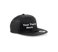 Personalised Printed Your Text Snapback Rapper Hip Hop Cap Flat Peak Unisex Hat Cap (Black)