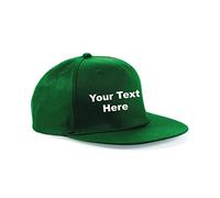 Personalised Printed Your Text Snapback Rapper Hip Hop Cap Flat Peak Unisex Hat Cap (Bottle Green)