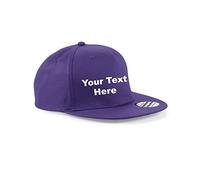 Personalised Printed Your Text Snapback Rapper Hip Hop Cap Flat Peak Unisex Hat Cap (Purple)