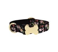 Personalised Printing Dog Collar with Customized Text, Different Sizes and Adjustable to Fit Puppies, Cats, and Middle、Large Dogs Black M
