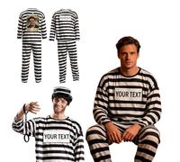 Personalised Prisoner Costume,Striped Prison Suit; Custom Halloween Outfit (5XL)