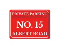 Personalised Private Parking Sign - Custom Metal Driveway Sign - No Parking for House Number (Red, A4 - (283 x 197mm))