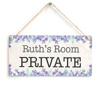 Personalised Private Room Sign, Lavender Floral Decor | Lavender-bordered privacy sign for calm personal spaces