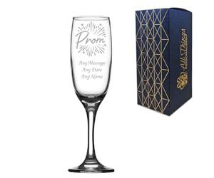 Personalised Prom Champagne Flute, Custom Engraved Glass with Any Name or Message, Prom Night Award, Gift for Her or Him, 210ml Glass, Gift Boxed