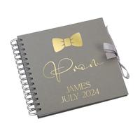 Personalised Prom Memory Book for Boys, Spiral Bound Kraft Scrapbook, Metallic Foil Finish
