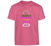 Personalised Promoted to Big Sister Girls T-Shirt Custom Siblings Rainbow Party Gift Gift Girls Kids Tshirt Printed Design Heliconia - Youth X-Large (Age 12-13)