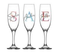 Personalised Prosecco Glass Champagne Flute Initial and Name Custom Birthday Christmas Gifts for Her Girl Women Bestie 18th 21st 30th 40th 50th 60th 70th 80th Party Present Secret Santa Idea