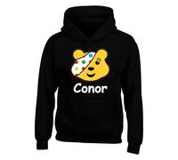 Personalised Pudsey Child Spotty Day Hoodie - Customise Your Name Children Need Day 2025 Novelty Gift For Boys Girl Unisex Hooded Sweatshirt Top (Black, 7 Years)