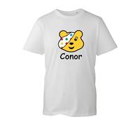 Personalised Pudsey Name Bear Face T-Shirt, Boys Girls Children Spotty Day 2023 Unisex Kids Adults Tee Top (White, 3 Years)