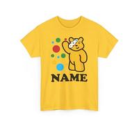 Personalised Pudsey Name Kids T-Shirt Spotty Bear Kids T-Shirt Charity Children Dotty Spot Top Tee Gift Child Spotty Day Bear Novelty Pudsey Day Yellow