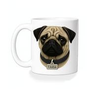 Personalised Pug Mug - Custom Dog Name Coffee Cup Gift for Pet Lovers, 11oz Ceramic
