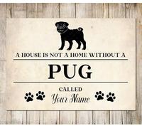 PERSONALISED PUG Sign Pet Name Dog Homemade Decor Metal Plaque