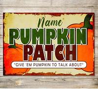 PERSONALISED Pumpkin Patch Sign Custom Garden Shed Rustic Gift Metal Plaque