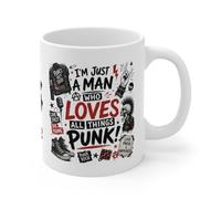 Personalised Punk Mug, Dual Design, 'I'm Just a Man Who Loves All Things Punk', Custom Name Gift