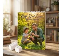 Personalised Puzzle Building Block Photo Plaque, Personalised, Custom DIY Picture Puzzle Board Keepsake with Name, Best Dad Birthday Presents for Dad Men Grandpa from Daughter Son