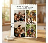 Personalised Puzzle Building Block Photo Plaque, Personalised, Custom DIY Picture Puzzle Board Keepsake with Name, Best Dad Birthday Presents for Dad Men Grandpa from Daughter Son