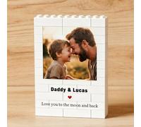 Personalised Puzzle Building Block Photo Plaque, Personalised, Custom DIY Picture Puzzle Board Keepsake with Name, Best Dad Birthday Presents for Dad Men Grandpa from Daughter Son