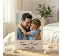 Personalised Puzzle Building Block Photo Plaque, Personalised, Custom DIY Picture Puzzle Board Keepsake with Name, Best Dad Birthday Presents for Dad Men Grandpa from Daughter Son