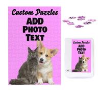 Personalised Puzzles from Own Photo Text 300, 500, 1000 Pieces Custom Jigsaw Puzzle Wood Picture Puzzle Customised Puzzles Frame Birthday, Valentine's Day, Festivals for Adult, Vertical, 300 pcs