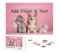 Personalised Puzzles with Photo Text 300, 500, 1000 Pieces Custom Jigsaw Puzzle Wooden Customised Picture Puzzle Birthday, Wedding, Graduation, Festivals for Children Adult, Horizontal，1000 pcs