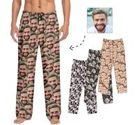 Personalised Pyjama Pants For Men Custom Pajama Bottoms Sleepwear Funny Pj Pants With Photo Picture Face (XXL)