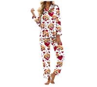 Personalised Pyjama Set for Women, Two-Piece Pyjamas, Women's Long Funny Pyjamas with Photo Face Shirt and Trousers Set, Pyjama Bottoms, Custom Valentine's Day Pyjs Pyjamas, Gifts for Women, Rd, L