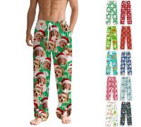 Personalised Pyjamas Bottoms with Face Photo, Custom Christmas Pyjama Bottoms for Men Women Kids, Matching PJS for Couples, Funny PJ Bottom, Christmas Gifts for Family Couples Friends (06)