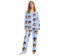 Personalised Pyjamas Set For Women,Women'S Long-Sleeved Pajamas With Personalized Face Photos,Perfect As A Birthday,Mother's Day, (Style 57)
