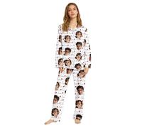 Personalised Pyjamas Set For Women,Women'S Long-Sleeved Pajamas With Personalized Face Photos,Perfect As A Birthday,Mother's Day, (Style 39)