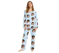 Personalised Pyjamas Set For Women,Women'S Long-Sleeved Pajamas With Personalized Face Photos,Perfect As A Birthday,Mother's Day, (Style 38)