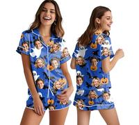 Personalised Pyjamas Sets For Women With Face Photo,Custom Pijamas Women Set Valentine's Day Pjs Christmas Pyjamas,Festival Clothes For Halloween Christmas Party (F)