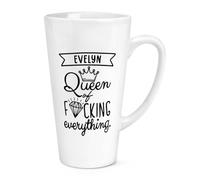 Personalised Queen of F-King Everything 17oz Large Latte Mug Cup