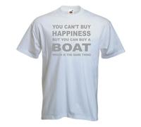 Personalised R Us Happiness Boat T-Shirt, Boating Tshirt, Sailing T Shirt White