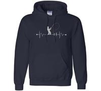 Personalised R Us Heartbeat Fishing Hoodie Family Fisherman Hoody, Angling Hoodie - Available in Adult and Kids Sizes Navy