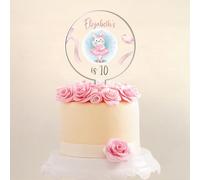 Personalised Rabbit Ballet Birthday Cake Topper - Custom Name & Age - Acrylic Cake Decoration for Kids Party - Celebration Cake Accessory - Ballerina Cake Decor for Children’s Birthday (Ballet)