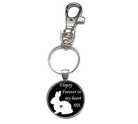 Personalised Rabbit Forever In My Heart Memorial Spring Hook Clasp Keyring Gift R89, Silver, 25mm