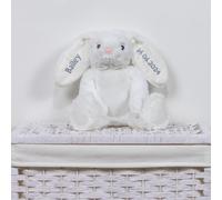 Lobeko Personalised Bunny Soft Toy Custom Embroidered Stuffed Animal with Name Baby Gift for Girls & Boys, Newborn Keepsake, 1st Birthday Gift, Super Soft Plush Cuddly Toy