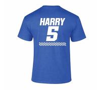 Personalised Racing Kids T Shirt Custom Name Number Go Karting Motorsport Chequered Flag Graphic Tee Boys Top Royal Blue 3-4 Years Style 1