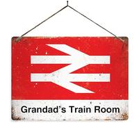 Personalised Railway Station - Worn Look. XL metal sign with 4 corner holes. Any name Train platform steam locomotive