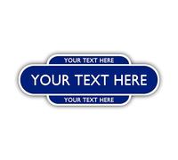 Personalised Railway Totem Sign Metal Train Station Sign (Blue - New, 30x10cm)
