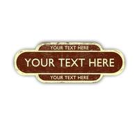 Personalised Railway Totem Sign Metal Train Station Sign (Brown - Distressed, 30x10cm)