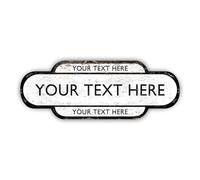Personalised Railway Totem Sign Metal Train Station Sign (White - Distressed, 30x10cm)