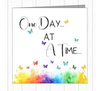 Personalised Rainbow Butterflies Sobriety Card - Congratulations On Staying Sober - One Day At A Time - ODAAT