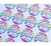 Personalised Rainbow Thank You for Coming to My Party Sweet Cone Stickers, Goody Bag Labels, Custom Add Name, 24 Unisex Boy Girl Birthday Favour Stickers